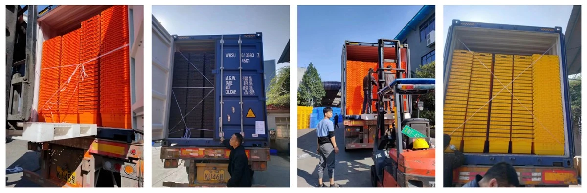Recycled plastic shopping basket with handles export packaging and container loading Recycled plastic shopping basket with handles export packaging and container loading